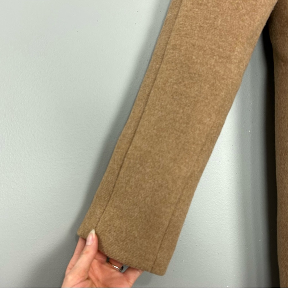 J. Crew Wool City Coat Women’s Size 2 Full Zip Mid Trench Pockets Winter Camel - Picture 4 of 9